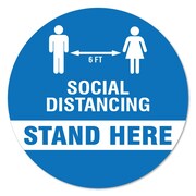 SIGNMISSION Stand Here Social Distancing Non-Slip Floor Graphic, 11" x 11", FD-X-11-99983 FD-X-11-99983